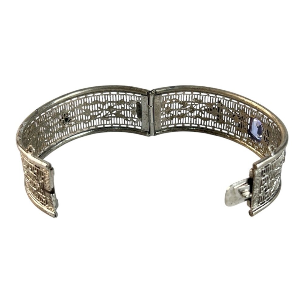 Vintage Ostby & Barton Sterling Silver Filigree Bangle Bracelet Eastern Star - Picture 10 of 10